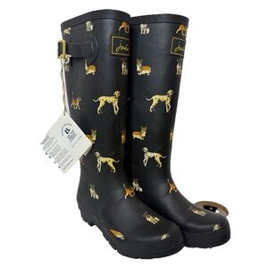 Joules Tall “Woofles Wellies” Dog-Print Rain Boots